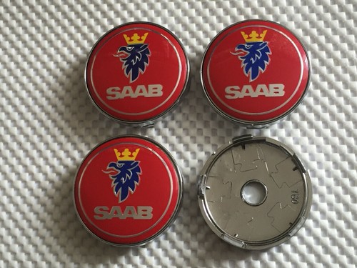 Saab 60mm red centre - saab, caps